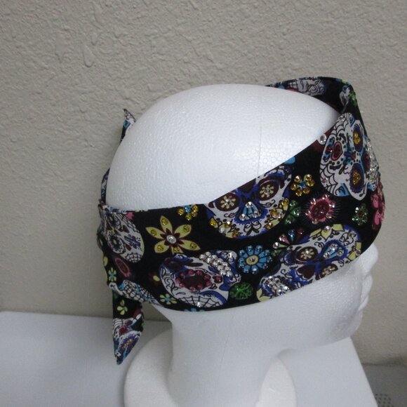 Blinged Out Riding Bandana Grateful Dead Skulls Multi Colored Sparkle&Shine!